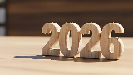 Celebrate the upcoming year with this stylish wooden "2026" design, a perfect symbol of new beginnings. Ideal for festive greetings, party invites, and modern decor.