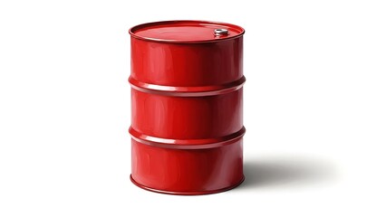 An essential industrial container, this striking red metal drum stands ready for the storage or transport of liquids, reflecting its critical role in commerce and supply chains
