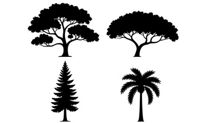 Trees silhouettes Icon Set white background