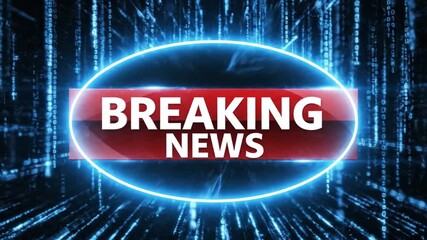 Breaking news digital stream with binary code falling, a dynamic futuristic headline for global events and cyber technology updates - Powered by Adobe