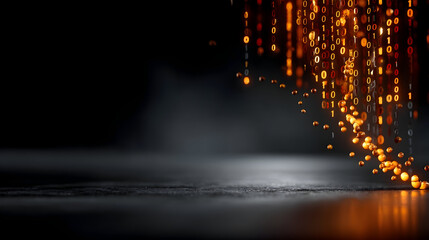 Dynamic digital data stream with glowing binary code for modern tech company website background or futuristic technology concept visual