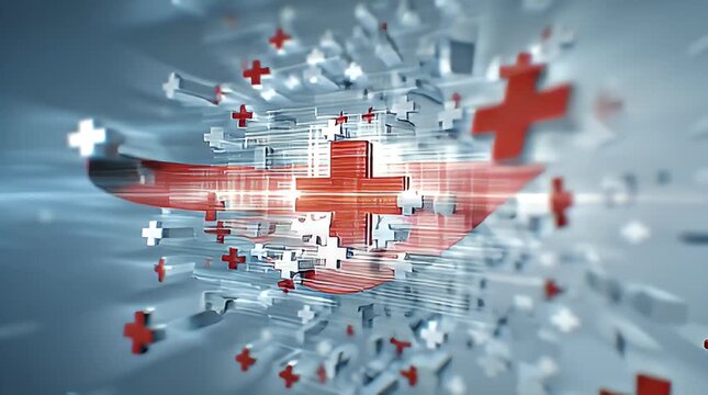 Abstract Animation of Healthcare and Medical Symbols.