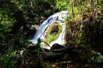 Crying Dog Waterfal Beautiful Small Waterfall in Green Forest in jungle at Chiang Mai, Northern Thailand