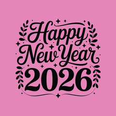 Elegant happy new year 2026 floral flourish design