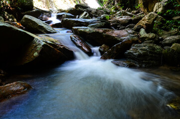 Crying Dog Waterfal Beautiful Small Waterfall in Green Forest in jungle at Chiang Mai, Northern Thailand