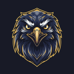 Powerful and fierce eagle mascot head design with bold lines and dynamic