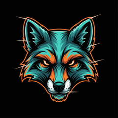 Fototapeta premium Vivid digital illustration of a fierce wolf's face with striking orange and