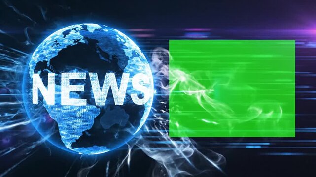 Breaking news animation with globe and green screen for dynamic storytelling, ideal for modern media and technology presentations with impact. - Powered by Adobe