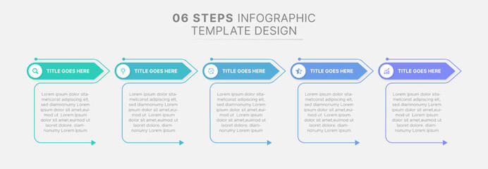 5 Step Horizontal Business Process Arrow Infographic Template