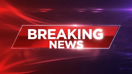 Urgent breaking news intro with dynamic red and blue lights creates a sense of immediacy, perfect for news broadcasts, media, and current event videos