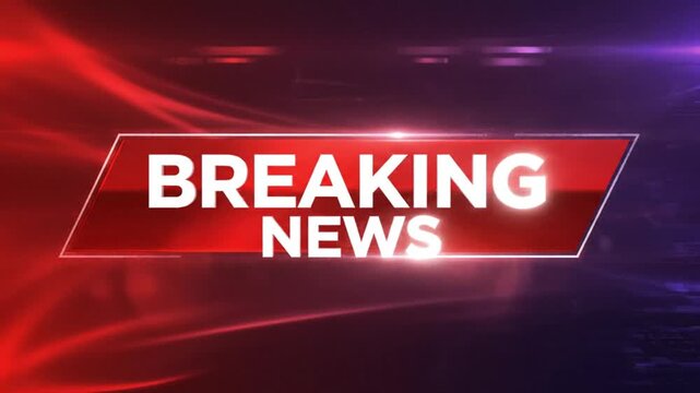 Urgent breaking news intro with dynamic red and blue lights creates a sense of immediacy, perfect for news broadcasts, media, and current event videos