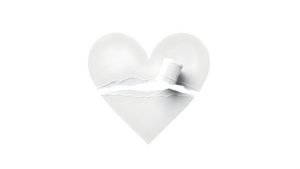Broken Heart Paper Tear, isolated on transparent background