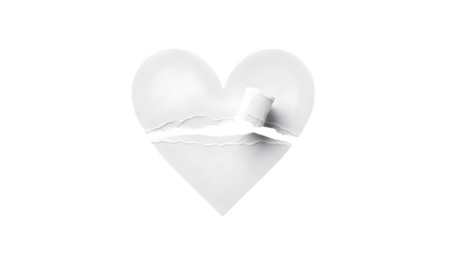 Broken Heart Paper Tear, isolated on transparent background