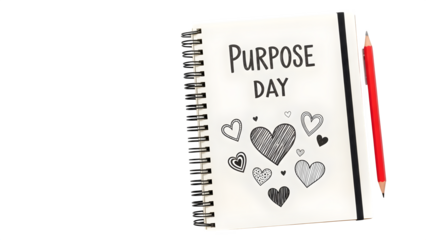 Purpose Day Notebook with Pencil, isolated on transparent background