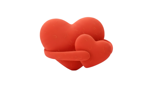 Intertwined Hearts, isolated on transparent background