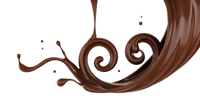 Chocolate splash 3d rendered, isolated on transparent background