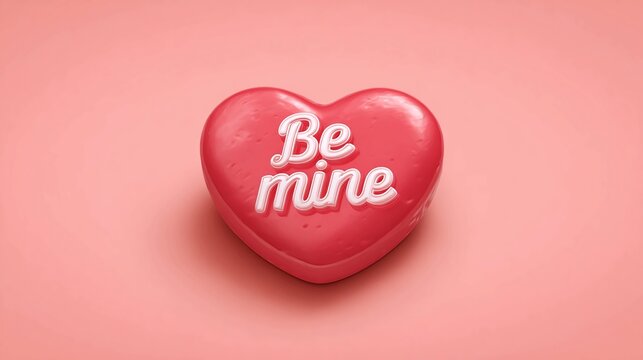 Pink candy heart with the words Be mine a sweet treat for Valentines Day isolated on pink background