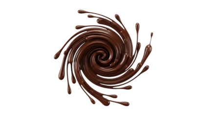 Chocolate swirl 3d rendered, isolated on transparent background