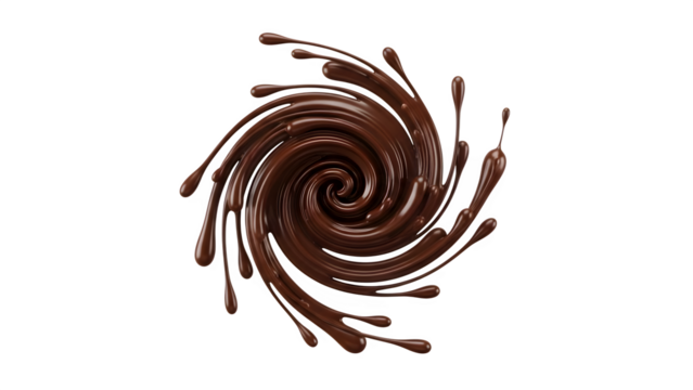 Chocolate swirl 3d rendered, isolated on transparent background