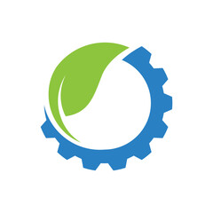 leaf gear logo icon vector concept design template