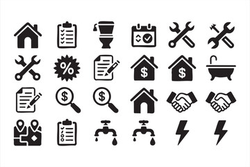 Housing repair and utility management symbols for app interfaces and platforms