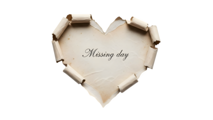Torn Paper Heart with Text, isolated on transparent background