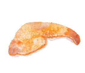 Peeled mandarin peel, hand painted in watercolor on white background. Perfect for food illustrations, citrus themes, kitchen decor, festive designs, and natural botanical artwork