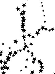 Scattered Black Stars on White Background falling confetti