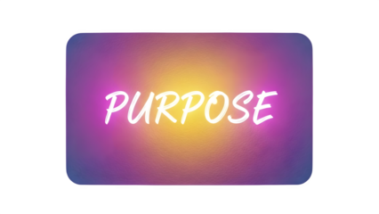 Purpose text with gradient background, isolated on transparent background