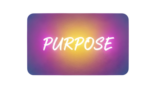 Purpose text with gradient background, isolated on transparent background
