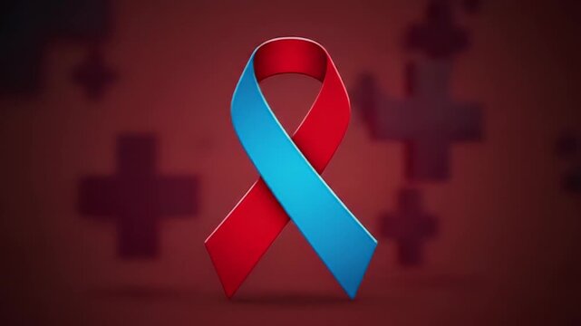 Red and Blue Awareness Ribbon for Health and Medical Support.