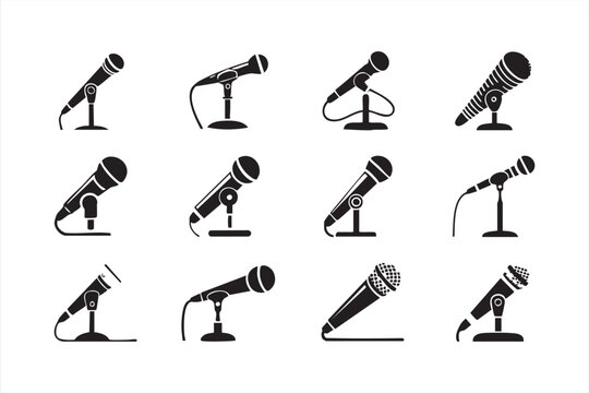 Broadcast and podcast microphone graphics ideal for media branding