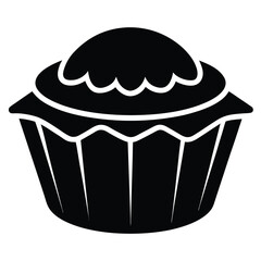 Isolated black cupcake icon has a delicious design that suggests sweet enjoyment and indulgence