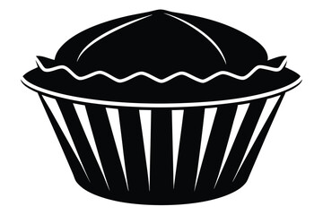 The delectable black cupcake presents smooth frosting and distinctive paper liner details, isolated