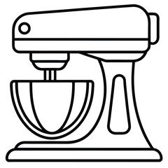 Simple stand mixer illustration displays kitchen equipment in clean outline style