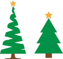 Festive Duo: Celebrate the season with two stylized Christmas trees, adorned with golden stars, creating a joyful, decorative vibe.