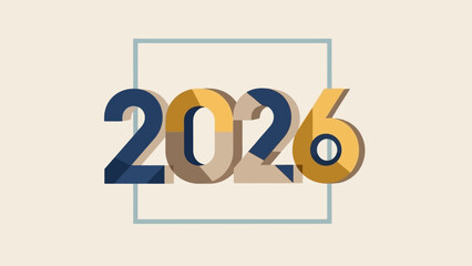2026 A Modern Year Design with Creative Typography and Geometric Accents on a Light Background