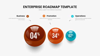 Modern Growth Slide Template Vector Illustration. Business Performance 3 Option Infographic Slideshow Layout. Simple Strategy Three Element Chart Presentation Design.