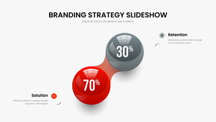 Investor Strategy Two Element Graph Slide Layout. Company Development Presentation Design Vector Illustration. Service Launch 2 Option Infographic Frame Template.