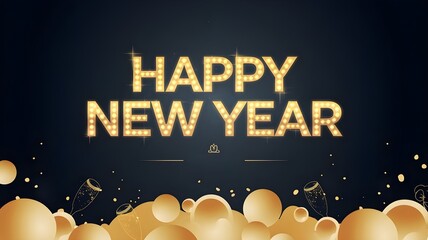 Happy New Year Golden Glow Design