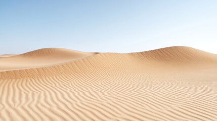 Golden desert dune sand dune rippled sand warm sunlight clear sky