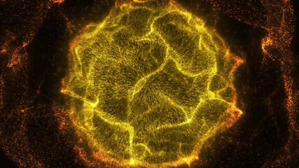 circle  star energy creating Gold Particles Abstract Background with Shining Golden flowing wavy Floor Particle Stars Dust. Glittering Fly Movement Flickering Loop in Space on Black Background - Powered by Adobe