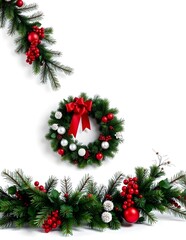 christmas wreath on white