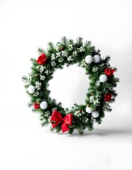 christmas wreath on white background