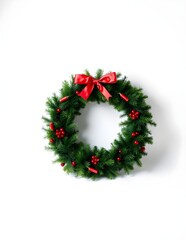 christmas wreath on white background