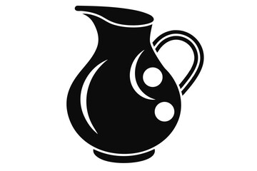 Simple black pitcher icon featuring curved lines and two white circles stands alone