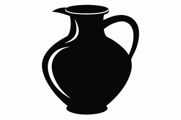 Silhouette of a classic black ceramic jug featuring a handle and spout is visible