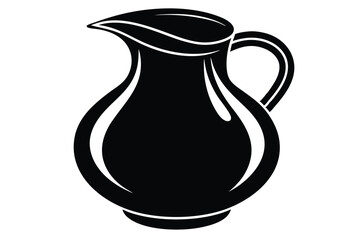 Black pitcher silhouette showcases a classic elegant shape with handle and spout