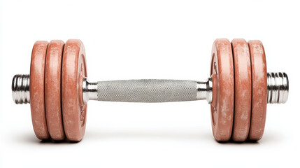 Adjustable dumbbell with metal handle and weight plates, fitness equipment for strength training