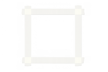 White adhesive masking tape arranging into a square frame with folded corners. The element has a transparent background